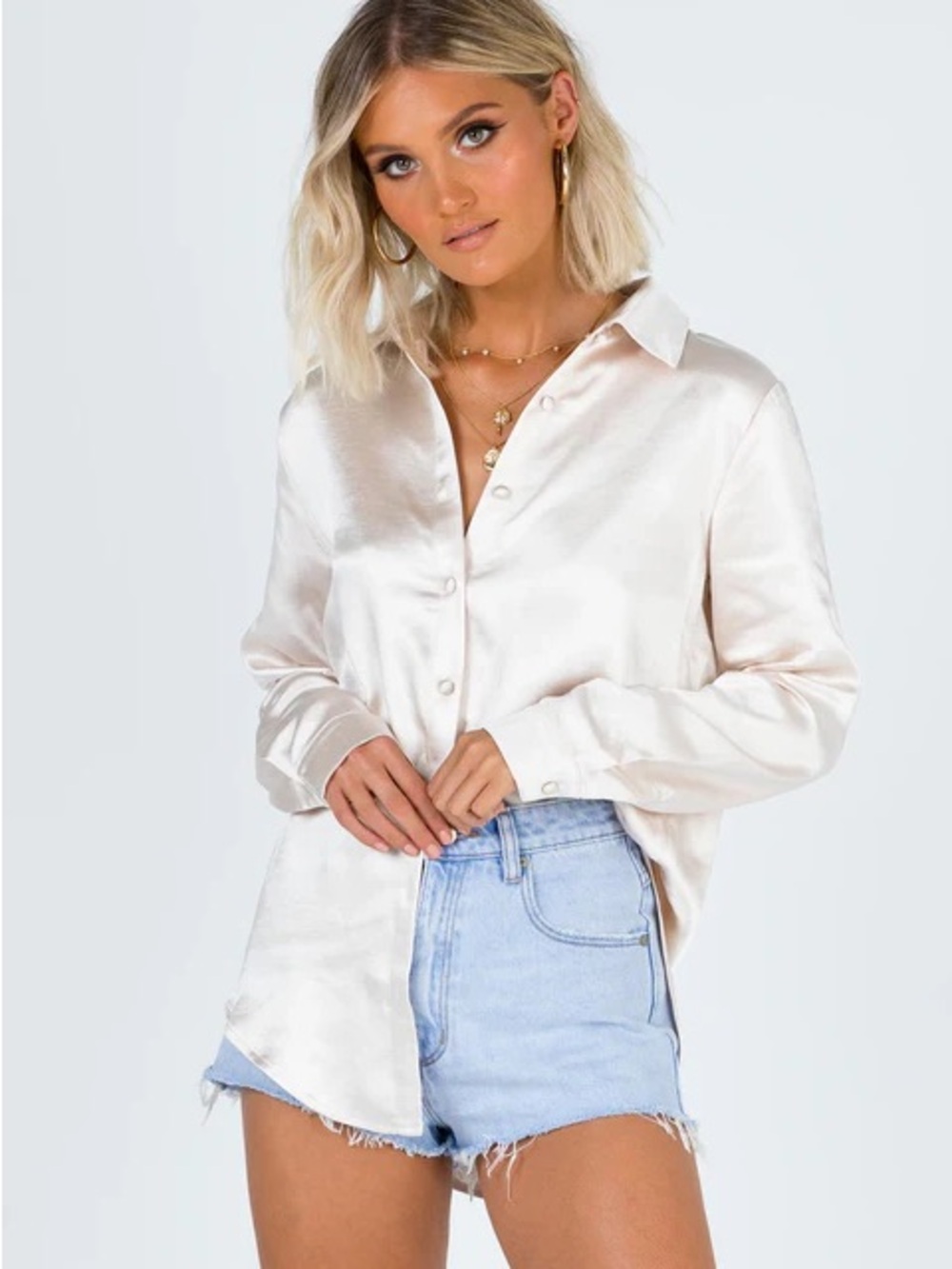 Princess Polly Vintage Vibes Shirt in Champagne